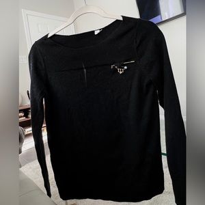 Cute and cozy black sweater with evil eye (blue eyes) pin-Size: S/M